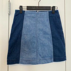 Free People Colorblock Denim Skirt
